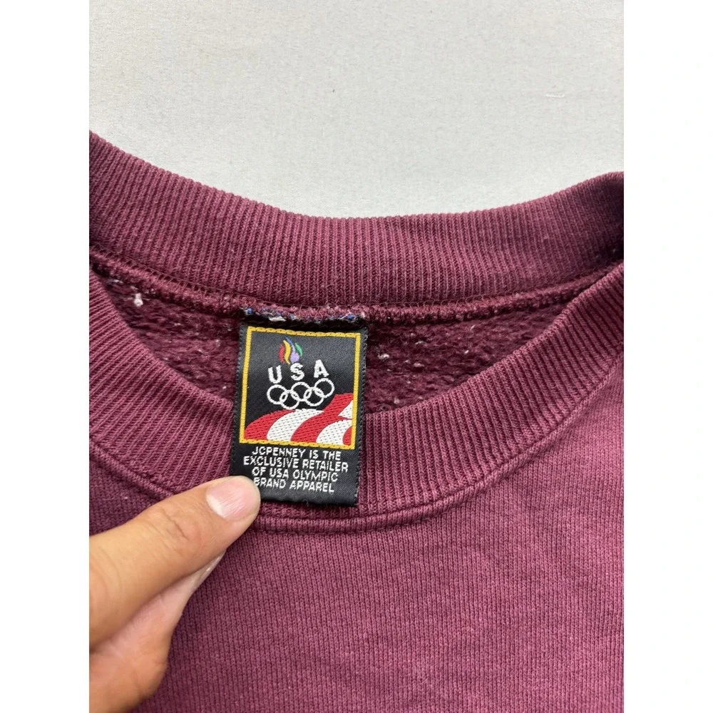 Vintage 90s USA Olympic JCPenney Burgundy Crewneck Sweatshirt Mens XL Made USA